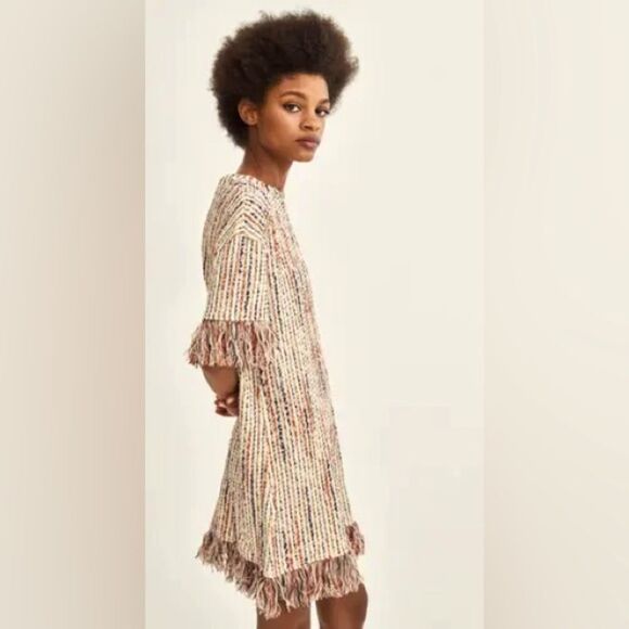 Zara Fringe Jacquard / Tweed Dress S NWOT - Picture 1 of 9